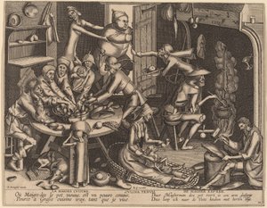 La cuisine maigre - Flemish 17th Century, after Pieter van der Heyden, after Pieter Bruegel the Elder