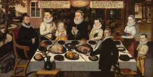 Une famille protestante pendant le dîner