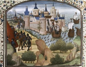 CROISADES: Constantinople assiégée par les Croisés - Flemish School