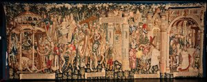 Cathédrale (La Seo, Catedral del Salvador de Zaragoza). Le musée de la tapisserie. Tapisserie flamande. La légende de la Sainte Croix. Vers 1450. 430x1120cm. - Flemish School