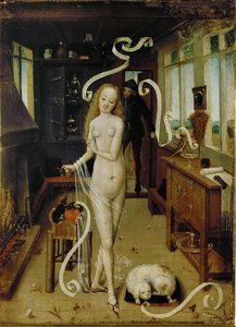 Der Liebeszauber (tempera sur hêtre cuivré) - Flemish School