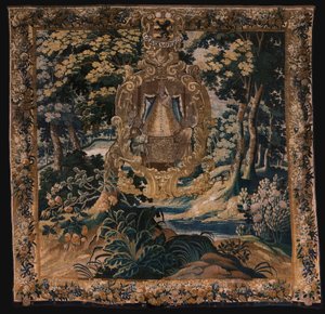Tapisserie flamande. Paysage avec la Vierge noire. Atelier d