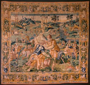 Tapisserie flamande. Camp militaire près de la rivière Granikos. Atelier d