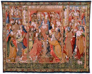 Tapisserie flamande. La chute de la manne dans le désert (La caída del maná en el desierto). Série Le Triomphe de l
