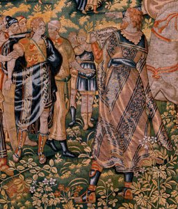 Tapisserie flamande. Série Histoire de Cyrus. N° II Astyage reconnaît Cyrus. Anonyme, basé sur Michiel Coxcie. Atelier Anvers. Soie et laine. Ca 1590 - Flemish School