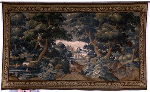 Tapisserie flamande. Verdure. Scène d