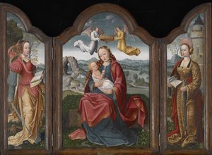 Madone et enfant, Sainte Barbe et Sainte Catherine, vers 1520 - Flemish School