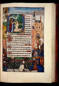 Ms 1058-1975, f.74r : Le roi David priant la Vierge et l