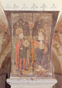 Saint Bavo et Sainte Amalberge de Maubeuge, fresque de la crypte, c.1480-1540