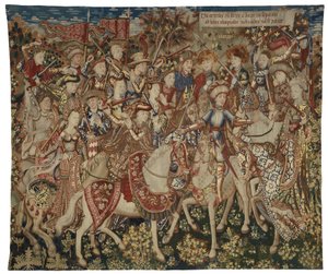 Tapisserie représentant Hercule et ses compagnons sur le mont Olympe, probablement réalisée à Tournai, vers 1465-70 - Flemish School