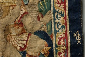 Tapisserie montrant les conquêtes du roi Alphonse V de Portugal, Tournai. (détail) - Flemish School