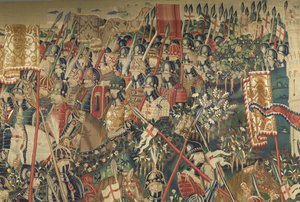 Tapisserie montrant les conquêtes du roi Alphonse V du Portugal, Tournai (détail) - Flemish School