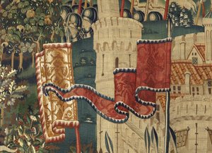 Tapisserie montrant les conquêtes du roi Alphonse V du Portugal, Tournai (détail) - Flemish School