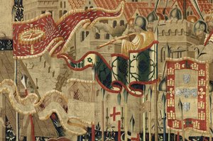 Tapisserie montrant les conquêtes du roi Alphonse V du Portugal, Tournai (détail) - Flemish School
