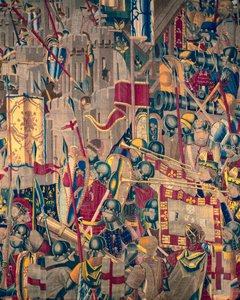 Tapisserie montrant les Conquêtes du roi Alphonse V de Portugal (Conquistas de Alfonso V de Portugal), Tournai. (détail)