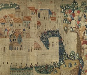 Tapisserie montrant les conquêtes du roi Alphonse V du Portugal, Tournai (détail)