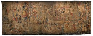 Tapisserie montrant les conquêtes du roi Alphonse V du Portugal (Conquistas de Alfonso V de Portugal), Tournai. (détail) - Flemish School