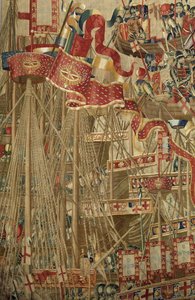 Tapisserie montrant les conquêtes du roi Alphonse V du Portugal (Conquistas de Alfonso V de Portugal), Tournai. (détail)