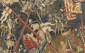 Tapisserie montrant les conquêtes du roi Alphonse V du Portugal (Conquistas de Alfonso V de Portugal), Tournai. (détail) - Flemish School