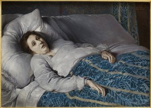 Jeune femme sur son lit de mort