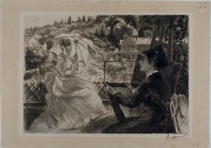 La terrasse de la Villa Brancas - Félix Henri Bracquemond