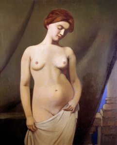 Nu féminin, rideau vert