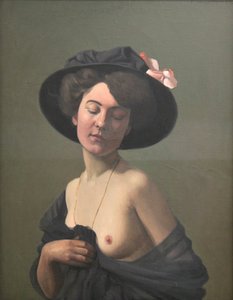 Jeune femme au chapeau noir