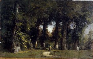 Bord de forêt (recto), Paysage animé (verso), entre 1850 et 1860 - Félix Ziem
