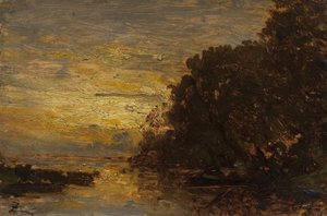 La Seine à Billancourt, coucher de soleil, 2e moitié du 19e siècle - Félix Ziem