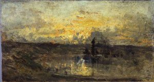 Virage de la rivière (recto) ; trois études (verso), entre 1850 et 1860