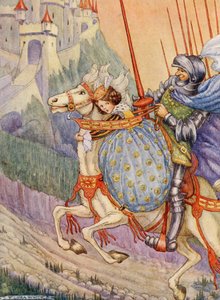 Le capitaine galopa vers un château au sommet d