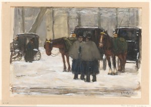 Carrosses et cochers dans la neige