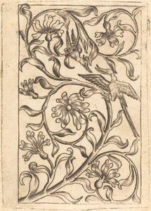 Ornement de Vigne avec Deux Oiseaux - Follower of Master of the Playing Cards