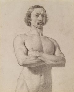 Étude académique de nu, mi-longueur avec moustache et bras croisés, 1849