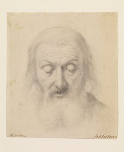 Wycliffe lit sa traduction de la Bible - Étude pour le chef de Wycliffe - Ford Madox Brown