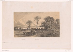 Chariot de paysans avec bœufs dans un paysage hongrois - Fortuné Ferogio
