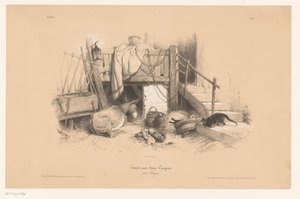 Étable avec un âne, un chat et une souris, Etude aux deux crayons, par Férogi (série)