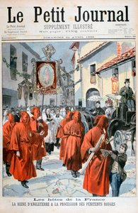 La reine Victoria regardant la procession des pénitents rouges, 1898 - Fortuné Méaulle