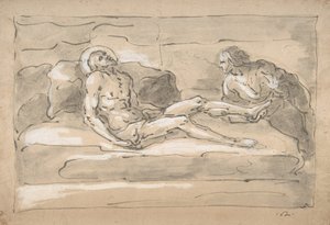 Le Christ mort pleuré par la Madeleine qui vénère les plaies de ses pieds - Fortunato Duranti