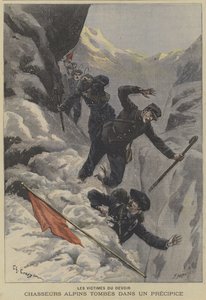 Chasseurs alpins français tombant dans un précipice