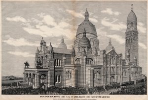 Inauguration de la Basilique du Sacré-Cœur à Montmartre en 1891 (apparence du monument après achèvement complet) - Gravure de Meaulle en 1891 - Fortune Louis Meaulle