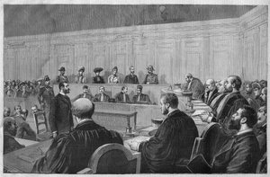 Le scandale de Toulon en 1891 : affaire Fouroux - Jonquières - la salle des assises, déposition des témoins - Gravure de Meaulle dans « Le journal illustré » de 1891 - Fortune Louis Meaulle