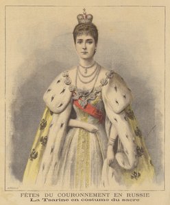La tsarine Alexandra de Russie dans ses robes de couronnement
