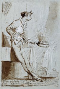Servante avec un chauffe-lit