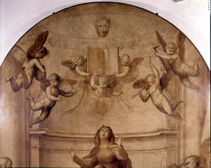 Le Grand Retable du Conseil, détail représentant des anges musiciens tenant un livre - Fra Bartolomeo
