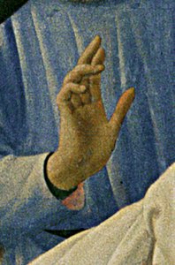 Détail du retable de Santa Trinita, cadre et pinacles par Lorenzo Monaco (Piero di Giovanni) (c.1370-1425) terminé c.1434 - Fra  Angelico