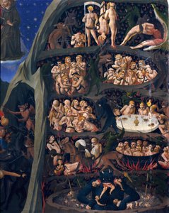 Le Jugement dernier : Enfer. Les âmes des damnés torturées dans les cercles de l