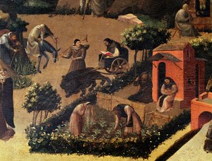 Moines au travail (détail) de La Thébaïde - Fra (c.1400 55) Angelico