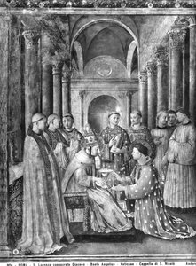 Le Pape Sixte II (d.258) confère le diaconat à Saint Laurent (d.258) de la chapelle de Nicolas V