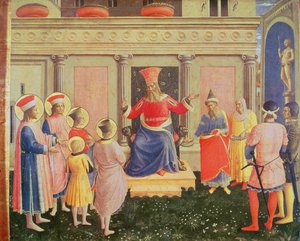 Saints Côme et Damien et leurs frères devant le proconsul Lysias, de la prédelle du retable de San Marco, 1438-40 - Fra Angelico